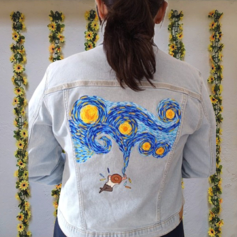 Chamarra de Mezclilla, Van Gogh pintada a mano